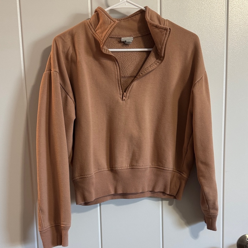 Women’s Tan Quarter-Zip Sweater